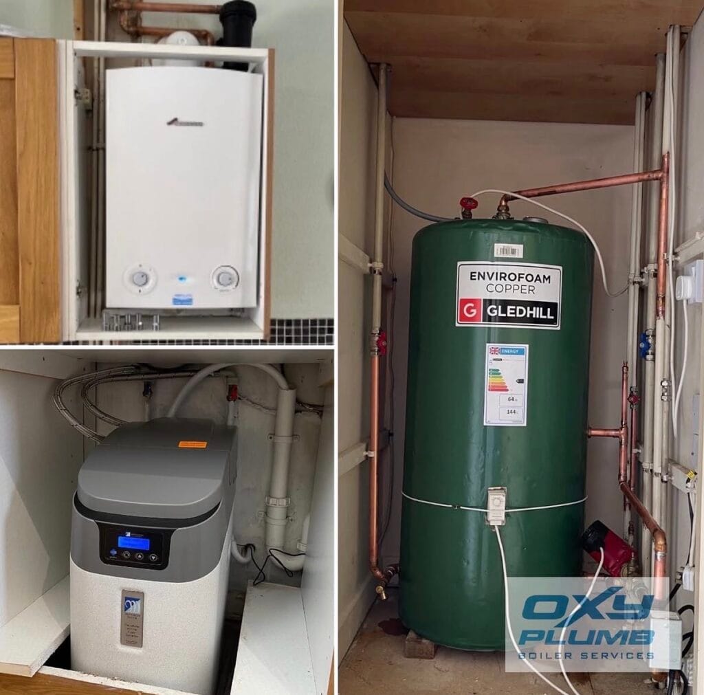 Oxyplumb hot water cylinder, accumulator and water treatment installation in Oxfordshire
