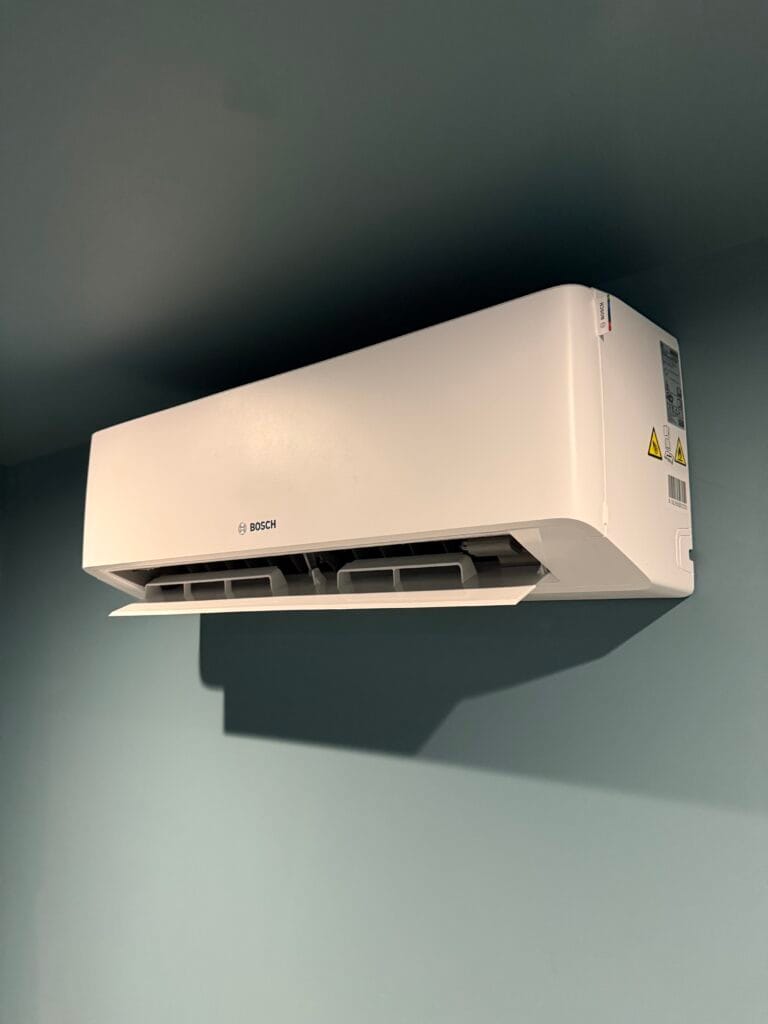 Bosch wall-mounted indoor air conditioning unit with directional louvres open