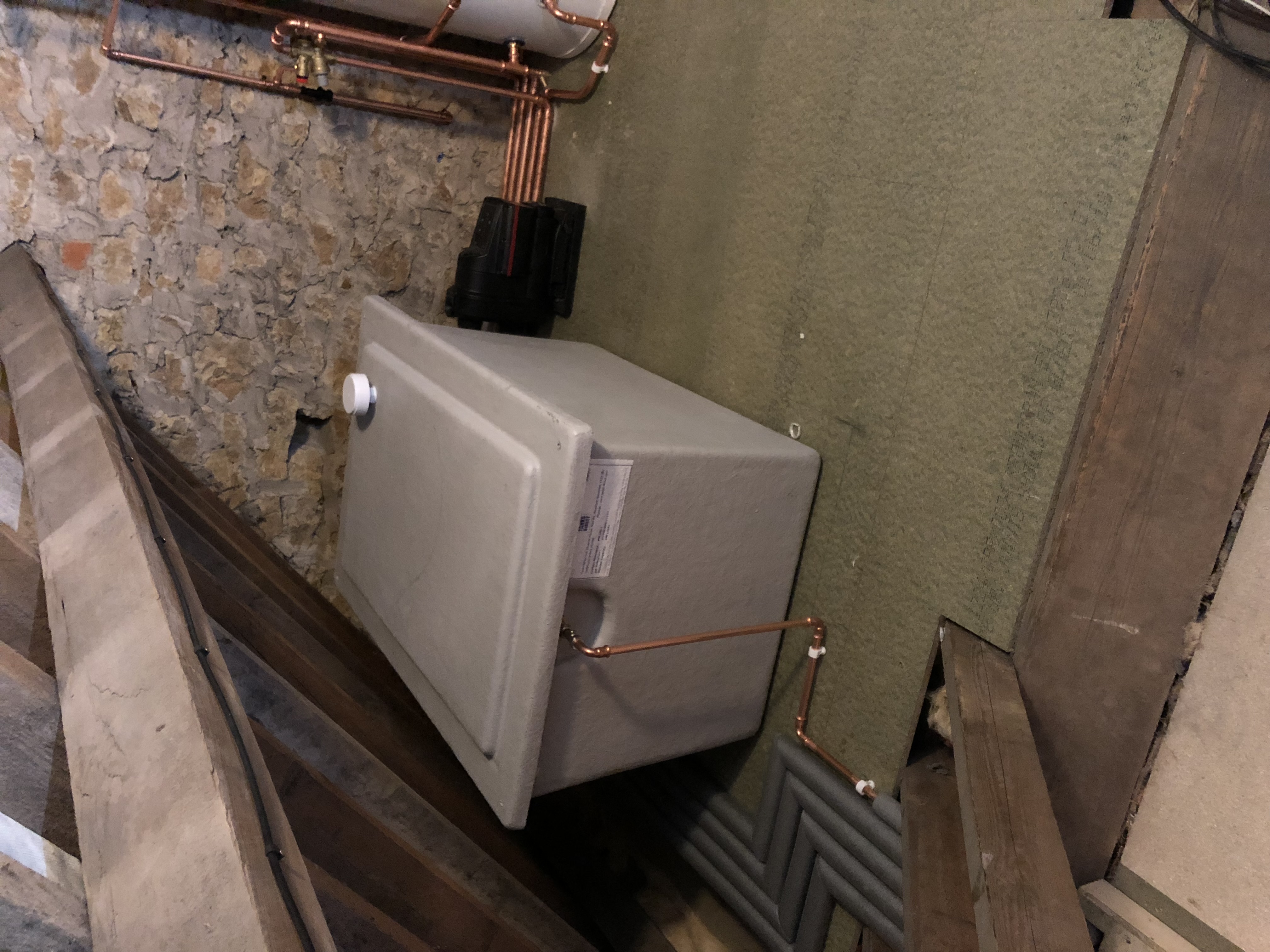 Insulated cold water storage tank and pipework installed by Oxyplumb in Oxfordshire