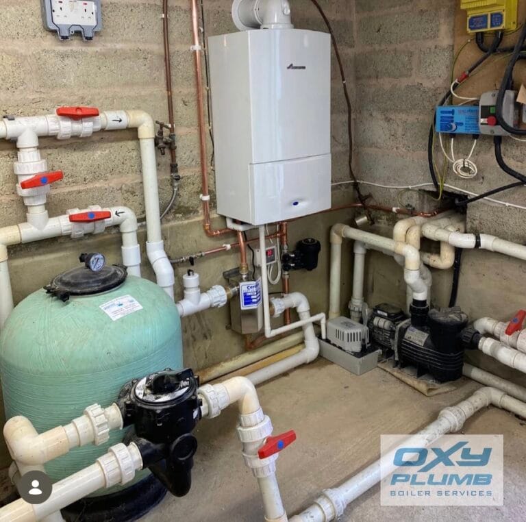 Worcester Bosch LPG pool boiler connected through a Certikin stainless steel heat exchanger